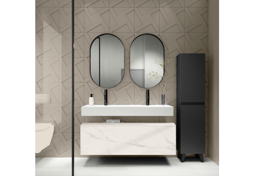Conjunto mueble de baño con lavabo de cerámica de 12 cm de alto y cajonera Nomad Viso Bath principal 2