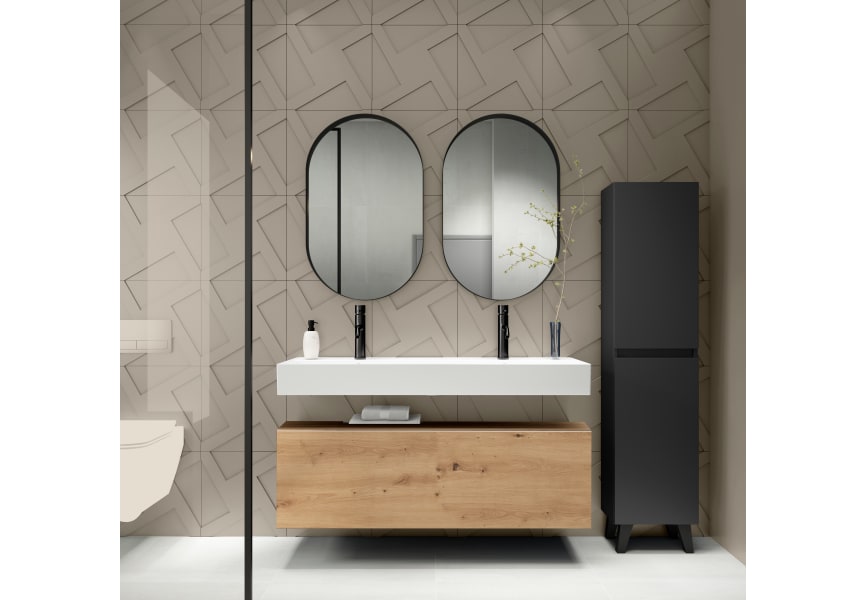Conjunto mueble de baño con lavabo de cerámica de 12 cm de alto y cajonera Nomad Viso Bath principal 3