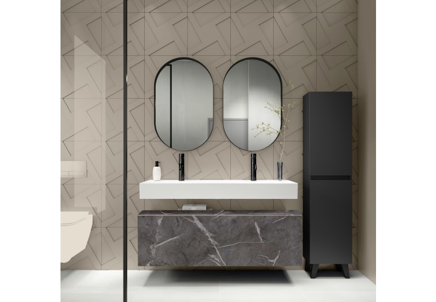 Conjunto mueble de baño con lavabo de cerámica de 12 cm de alto y cajonera Nomad Viso Bath principal 4