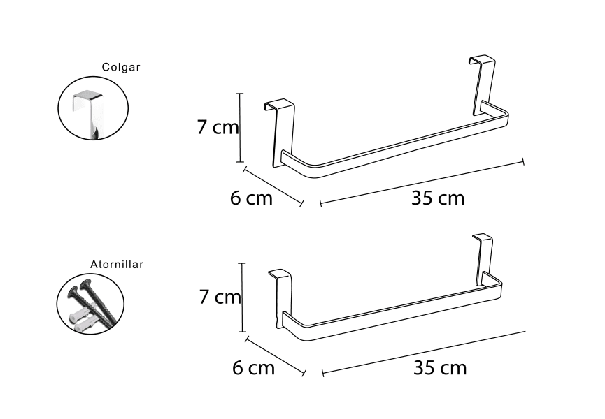 Toallero para mueble de baño 501 Bruntec croquis 5