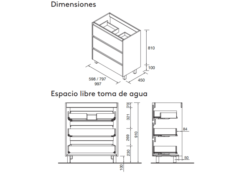 Conjunto mueble de baño Noja Salgar croquis 14