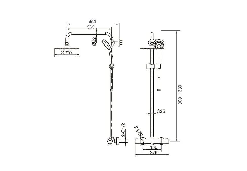 Conjunto de ducha termostática de Imex barra extensible cromado Creta