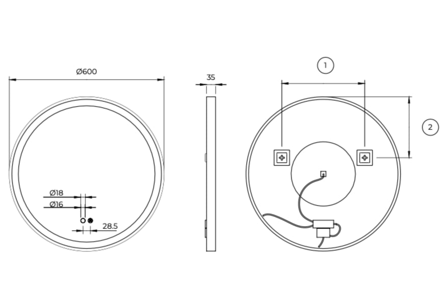 Espejo de baño con luz LED París Ledimex croquis 10