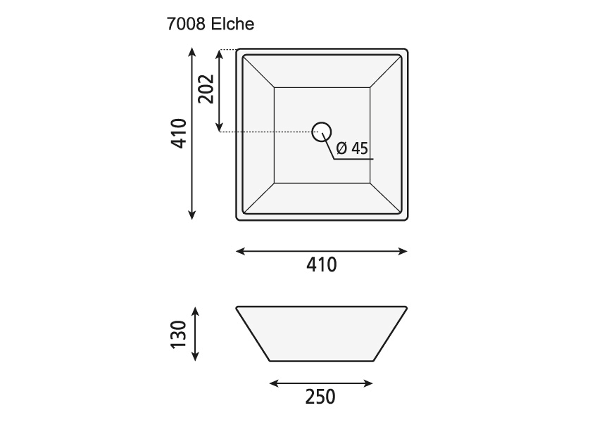 Lavabo sobre encimera Elche Bruntec Croquis 2