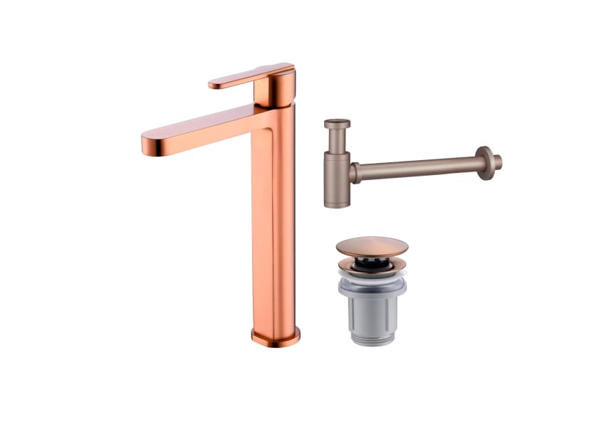 Pack Grifo de lavabo caño alto Roma Imex + Válvula click-clack + Sifón principal 3