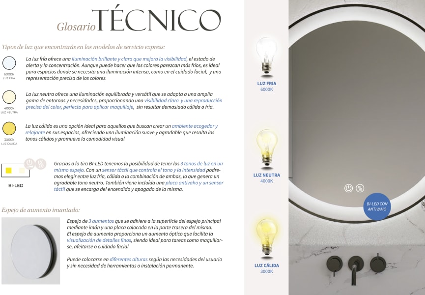 Espejo de baño con luz LED Dune Bruntec opción 6