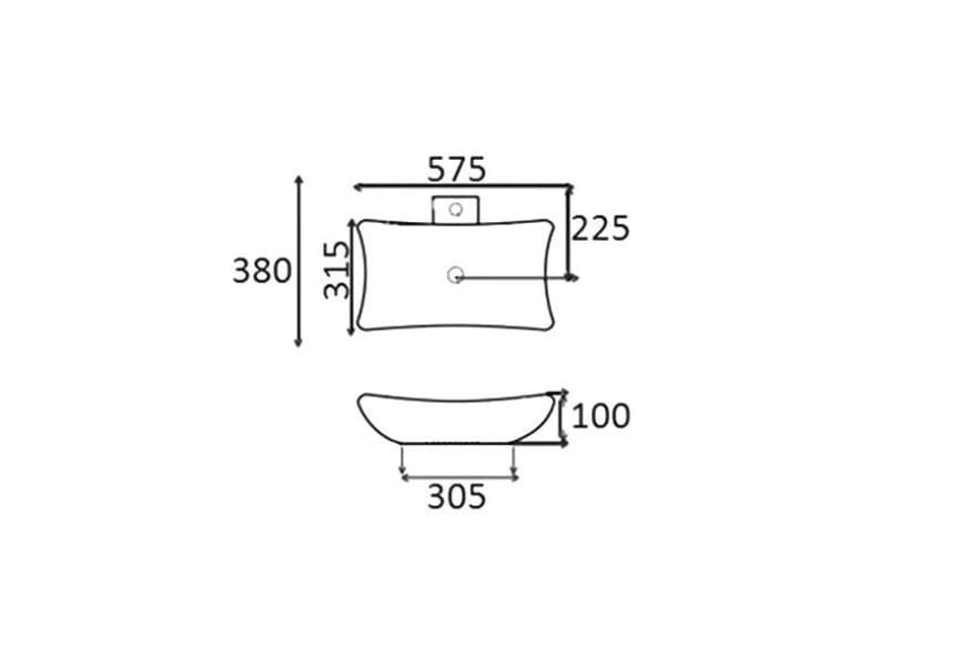 Lavabo sobre encimera Kubic Bruntec croquis 2