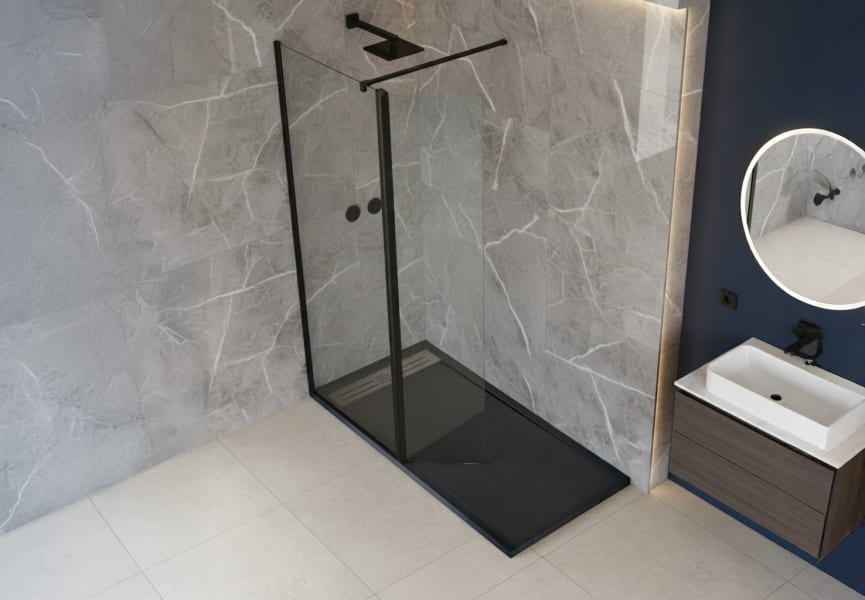 Mampara de ducha Austral perfil negro Bruntec ambiente 1