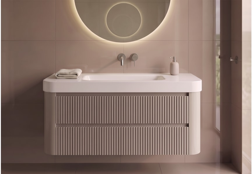 Conjunto de mueble de baño con lavabo Solid Surface Duna Bruntec principal 3