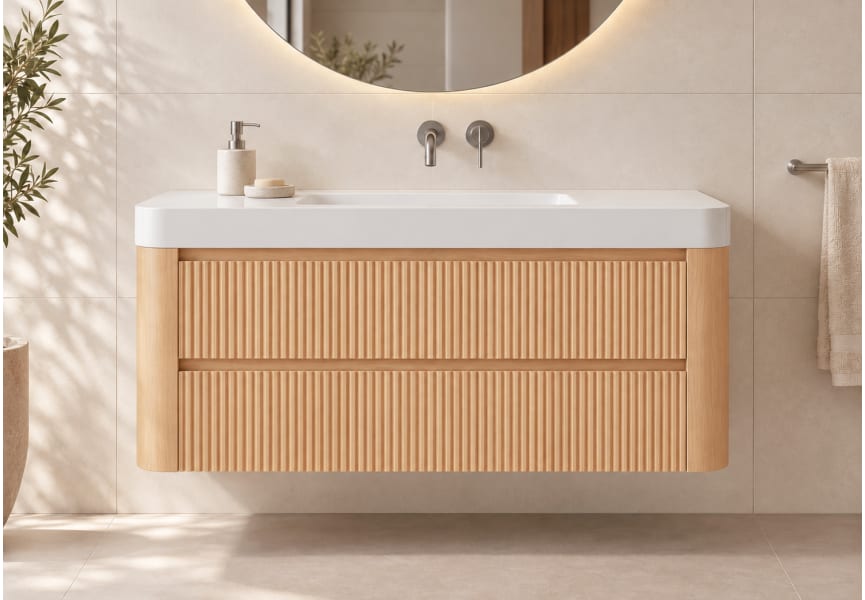 Conjunto de mueble de baño con lavabo Solid Surface Duna Bruntec principal 1