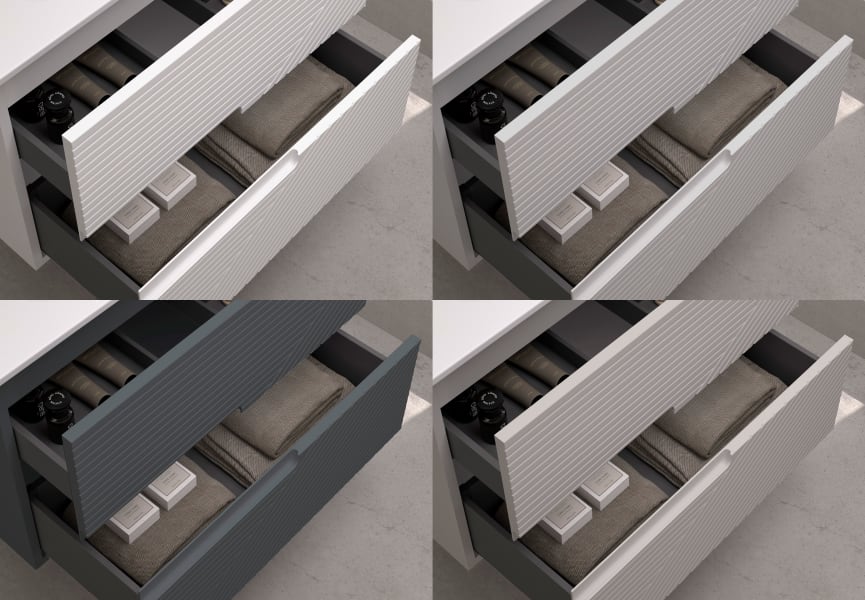 Mueble de baño con encimera piedra compactada blanca Lia Bruntec colores detalle 12