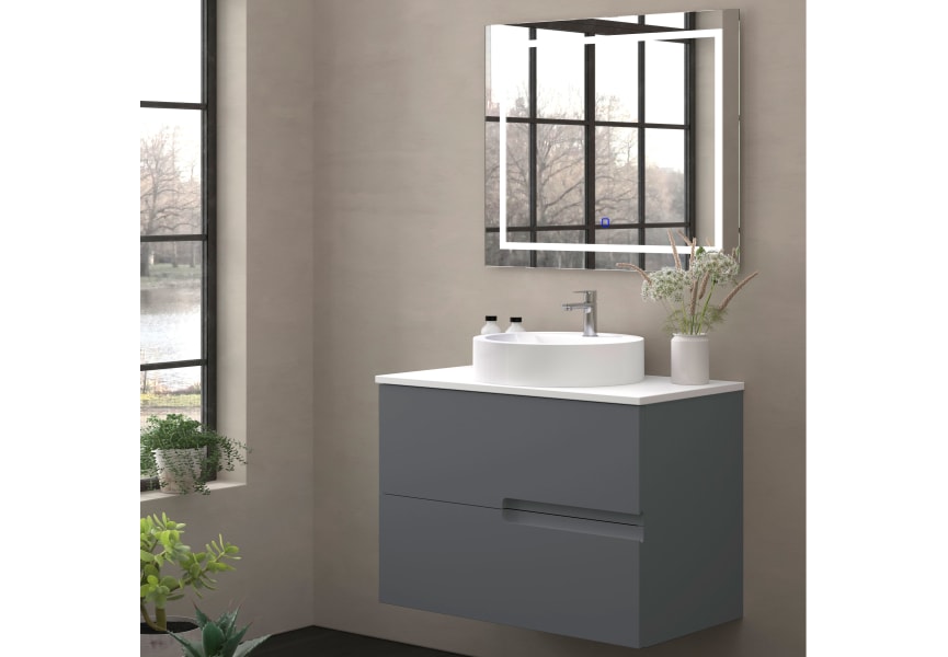 Mueble de baño con encimera piedra compactada blanca Lia Bruntec colores principal 5