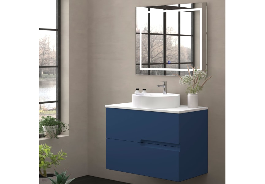 Mueble de baño con encimera piedra compactada blanca Lia Bruntec colores principal 7