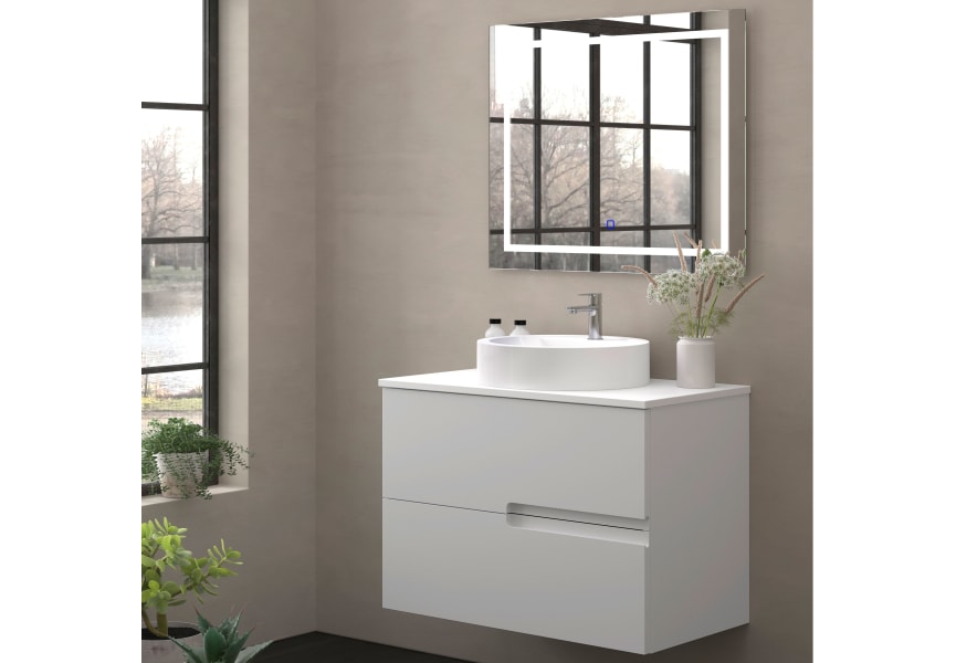 Mueble de baño con encimera piedra compactada blanca Lia Bruntec colores principal 3