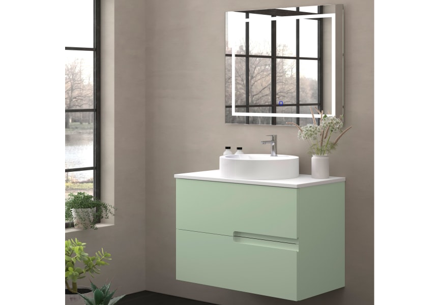 Mueble de baño con encimera piedra compactada blanca Lia Bruntec colores principal 8
