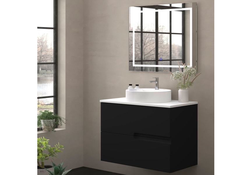 Mueble de baño con encimera piedra compactada blanca Lia Bruntec colores principal 0