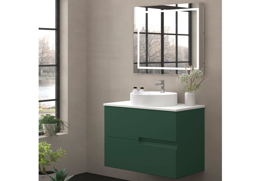 Mueble de baño con encimera piedra compactada blanca Lia Bruntec colores principal 6