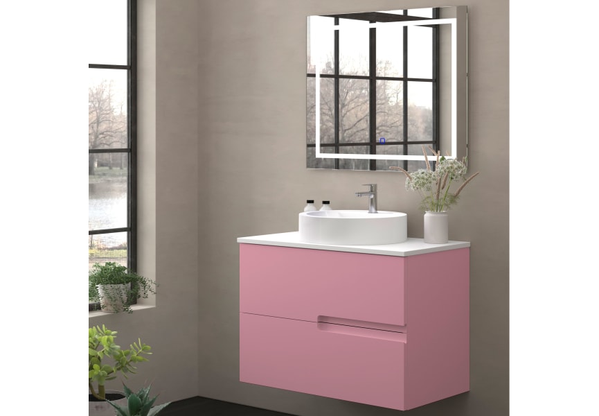 Mueble de baño con encimera piedra compactada blanca Lia Bruntec colores principal 9