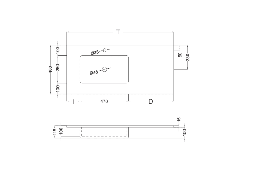 Lavabo encastrado Mara Masai Coycama croquis 17