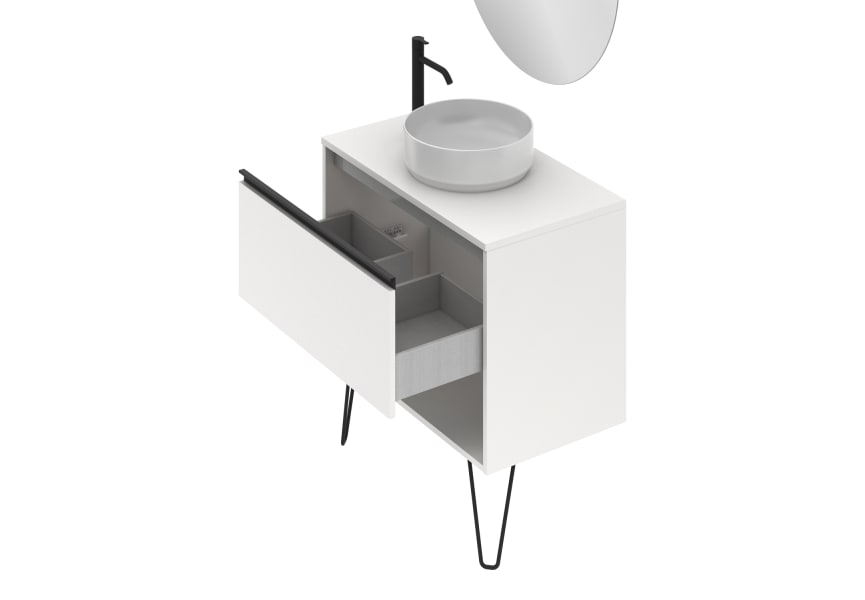 Conjunto mueble de baño con lavabo sobre encimera Yoko Top Amizuva Detalle 4