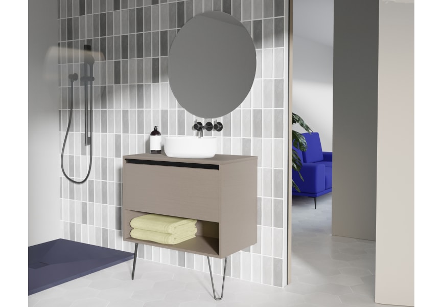 Conjunto mueble de baño con lavabo sobre encimera Yoko Top Amizuva principal 2