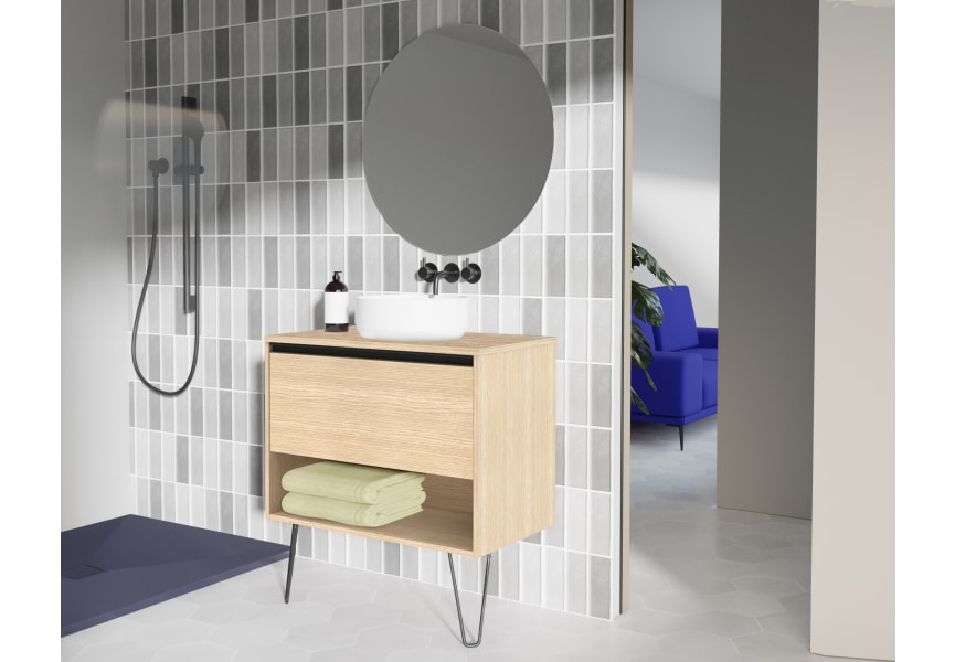 Conjunto mueble de baño con lavabo sobre encimera Yoko Top Amizuva principal 0