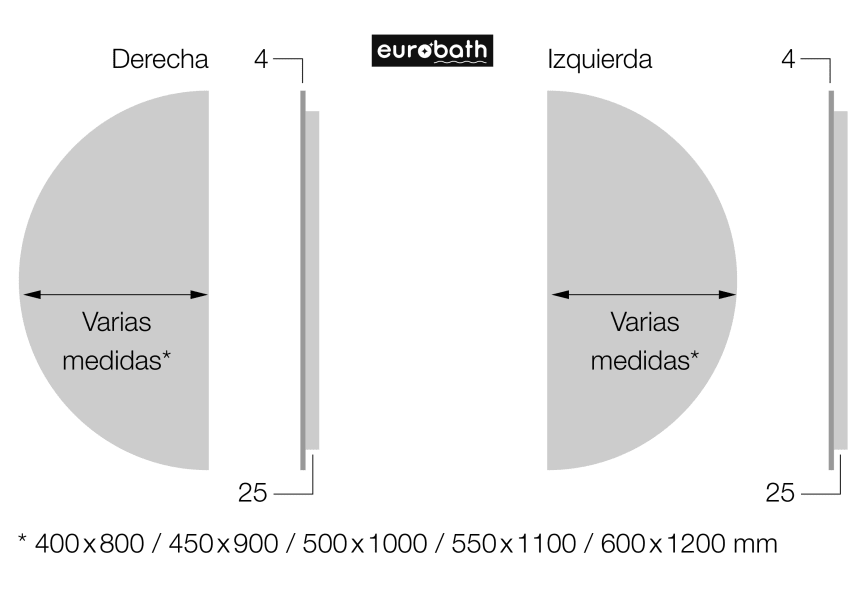 Espejo media luna con luz LED Bonaire 2 de Eurobath croquis 4