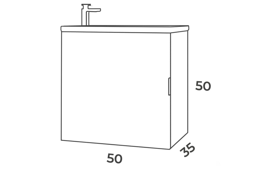 Conjunto mueble de baño fondo reducido 35 cm Petit Campoaras croquis 6