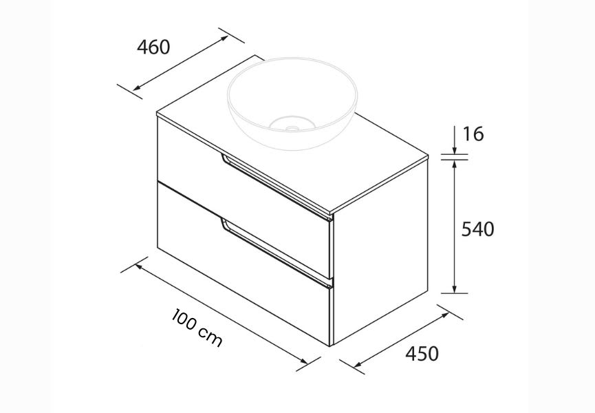 Mueble de baño con encimera roble montana Vima Salgar croquis 1