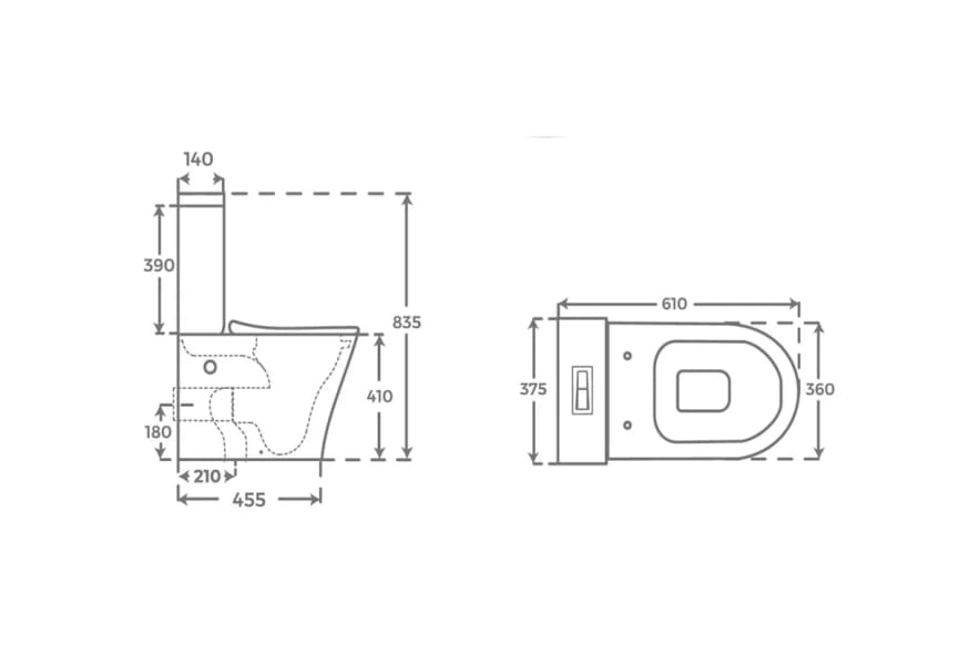 Pack inodoro compacto + bidé Bolonia Fossil Natura mate croquis 9