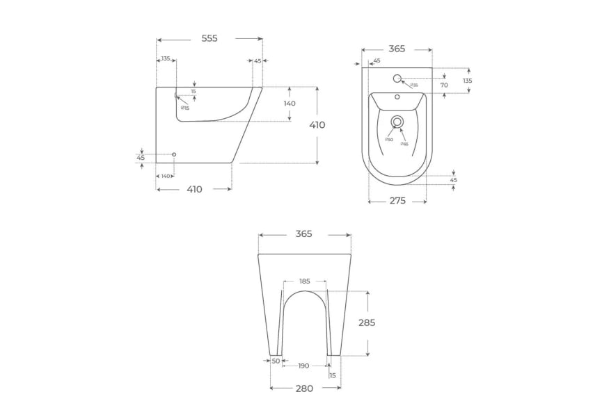 Pack inodoro compacto + bidé Bolonia Fossil Natura mate croquis 10