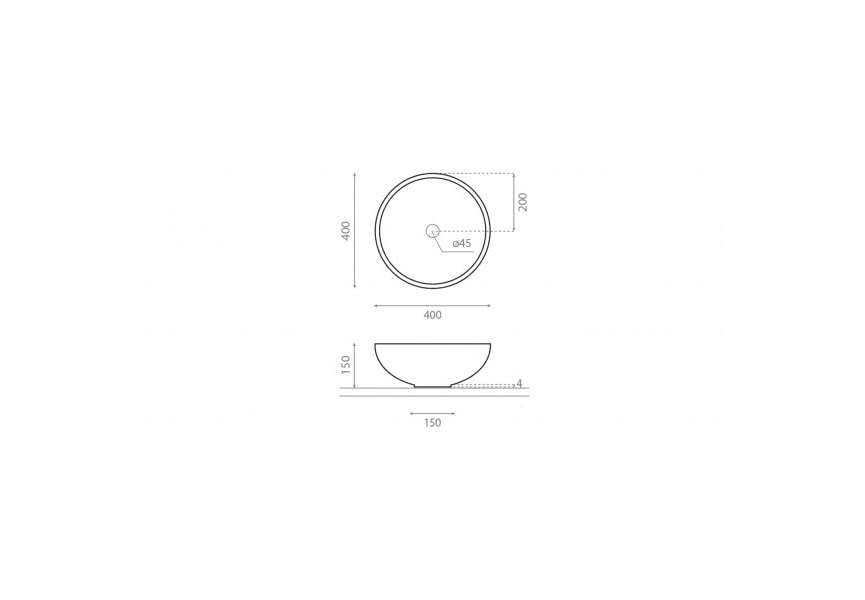 Lavabo sobre encimera Atelier Bathco croquis 5