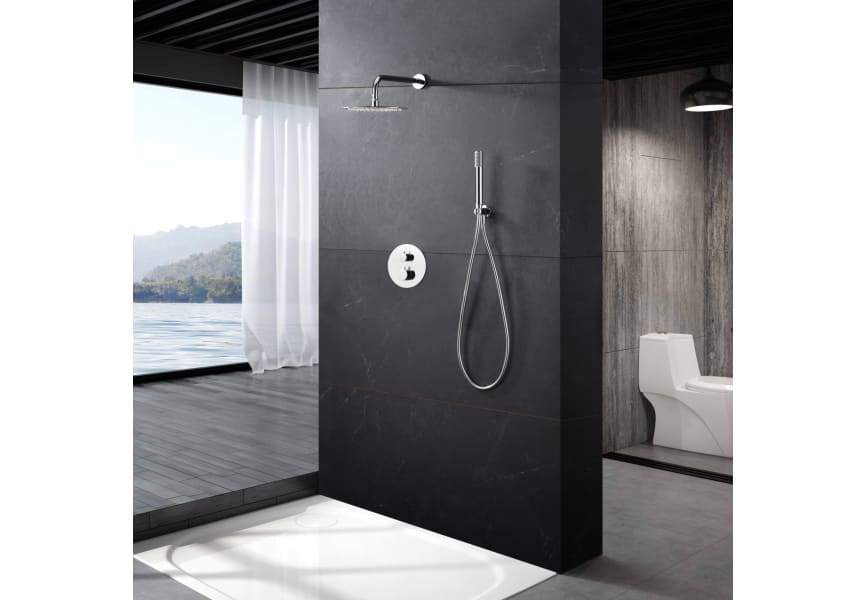 Comprar Conjunto de ducha /bañera empotrada pared dorado cepillado de 3  vías online
