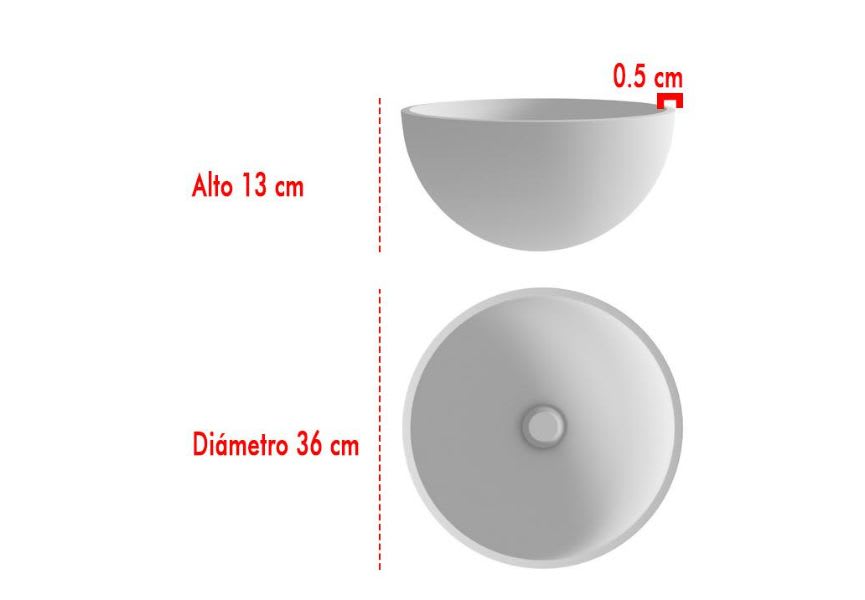 Lavabo sobre encimera Bolonia Bruntec croquis 2
