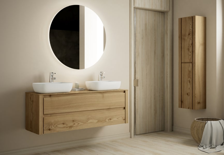 Mueble de baño con encimera de madera maciza Laponia Bruntec principal 1