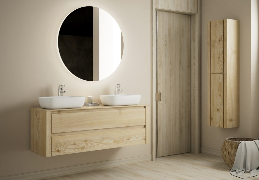 Mueble de baño con encimera de madera maciza Laponia Bruntec principal 0