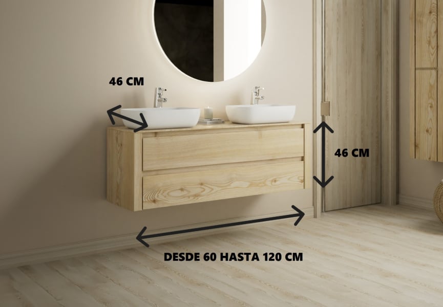 Mueble de baño con encimera de madera maciza Laponia Bruntec croquis 3