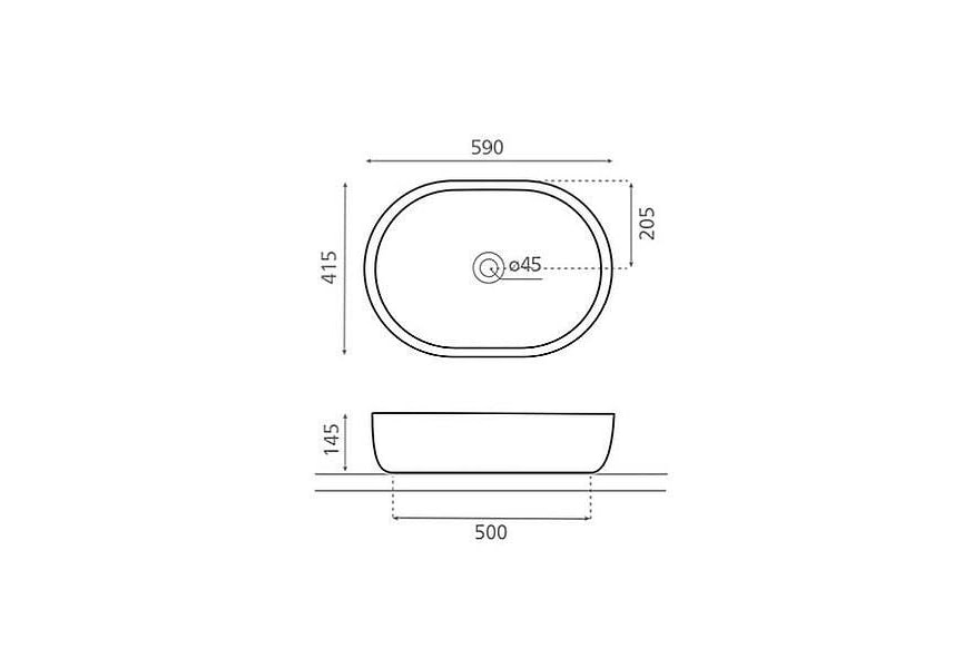 Lavabo sobre encimera Toulouse Bathco croquis 2