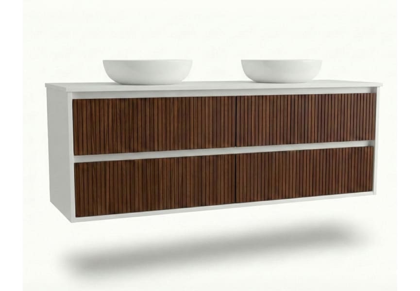 Mueble de baño madera maciza con encimera solid surface Alpes 18 Bruntec principal 1