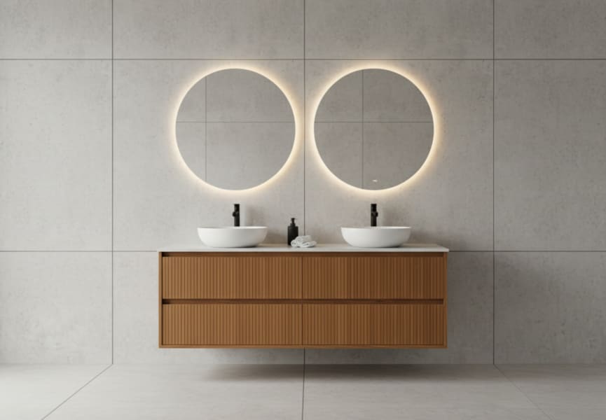 Mueble de baño madera maciza con encimera solid surface Alpes 18 Bruntec principal 3