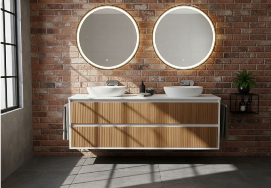 Mueble de baño madera maciza con encimera solid surface Alpes 18 Bruntec principal 5