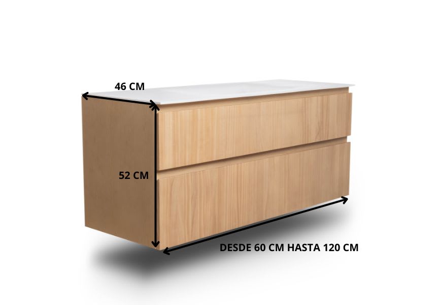 Conjunto de mueble de baño de madera maciza Alpes 2 Bruntec croquis 9