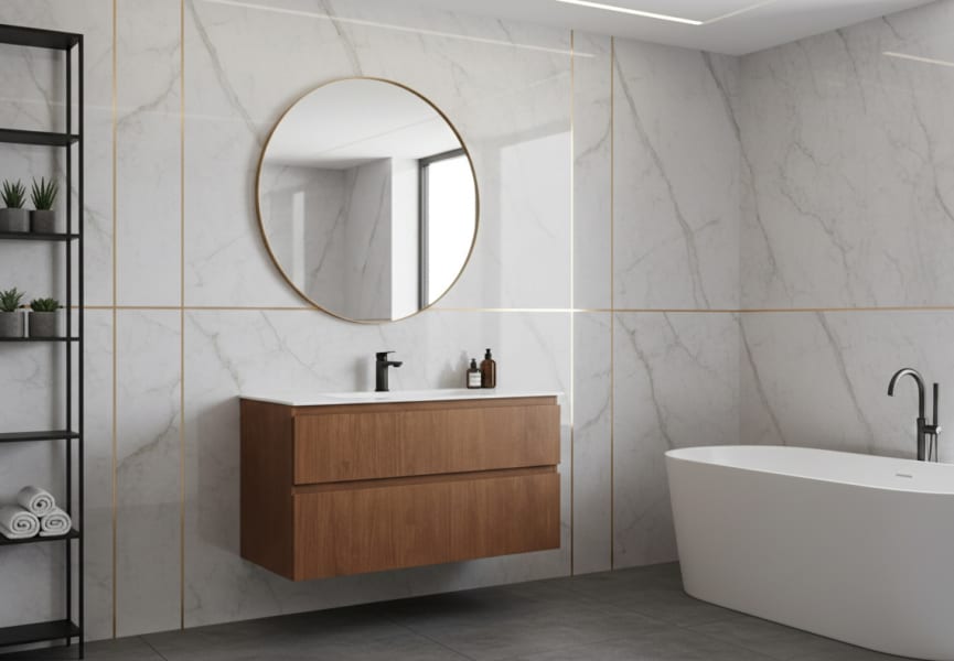 Conjunto de mueble de baño de madera maciza Alpes 2 Bruntec principal 0