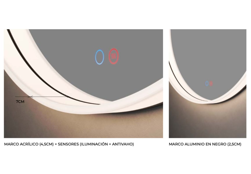 Espejo de baño con luz LED Bolonia Ledimex detalle 2