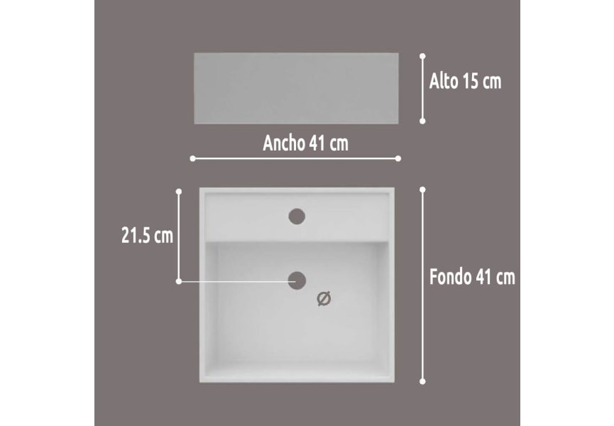 Lavabo suspendido fondo reducido Libra Art and Bath croquis 2