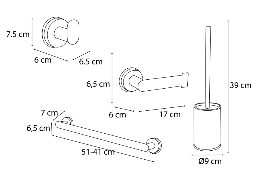 Conjunto de accesorios de baño Bali Mediterránea de baño croquis 5