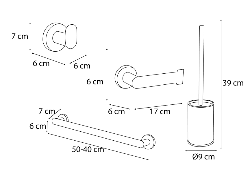 Conjunto de accesorios de baño Bali Mediterránea de baño croquis 6