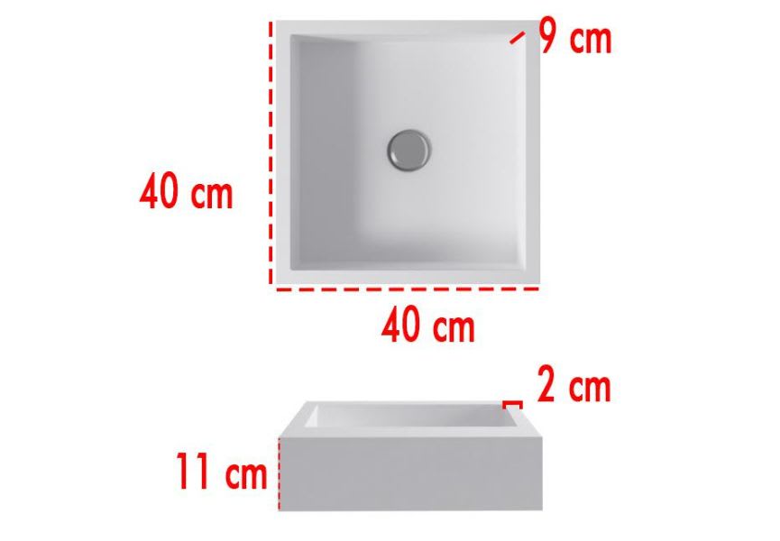 Lavabo sobre encimera Quadro Bruntec croquis 2