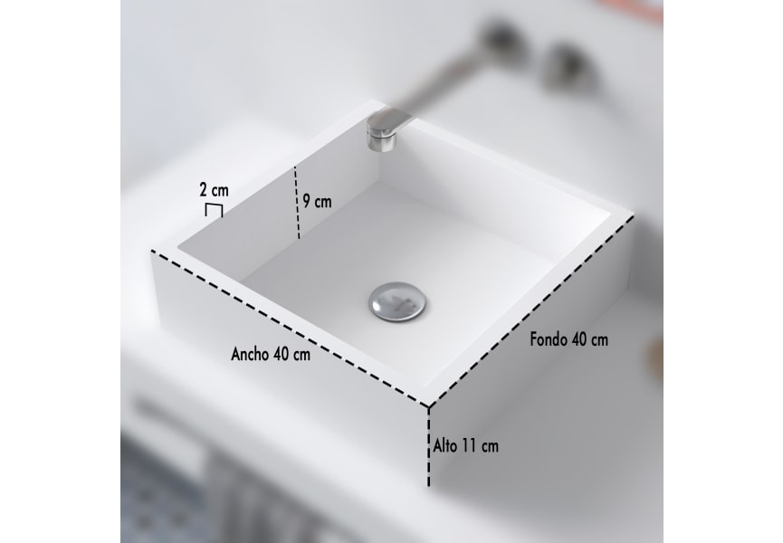 Lavabo sobre encimera Quadro Bruntec croquis 1