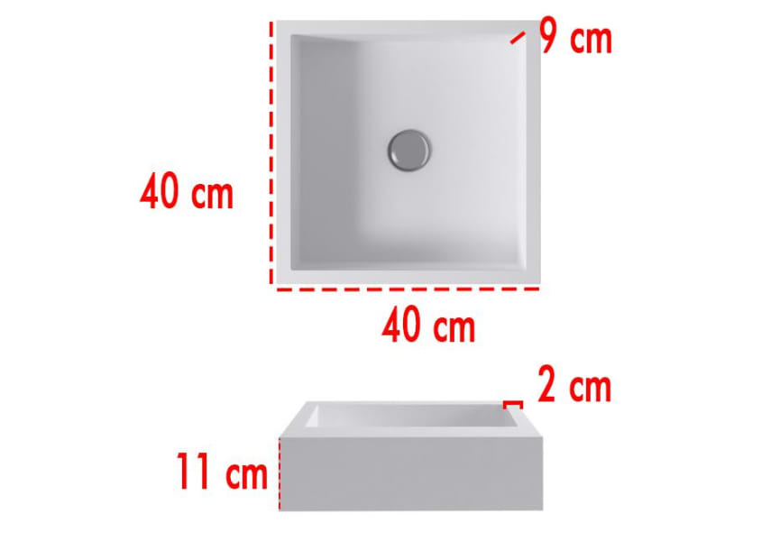 Lavabo sobre encimera Quadro Bruntec croquis 2